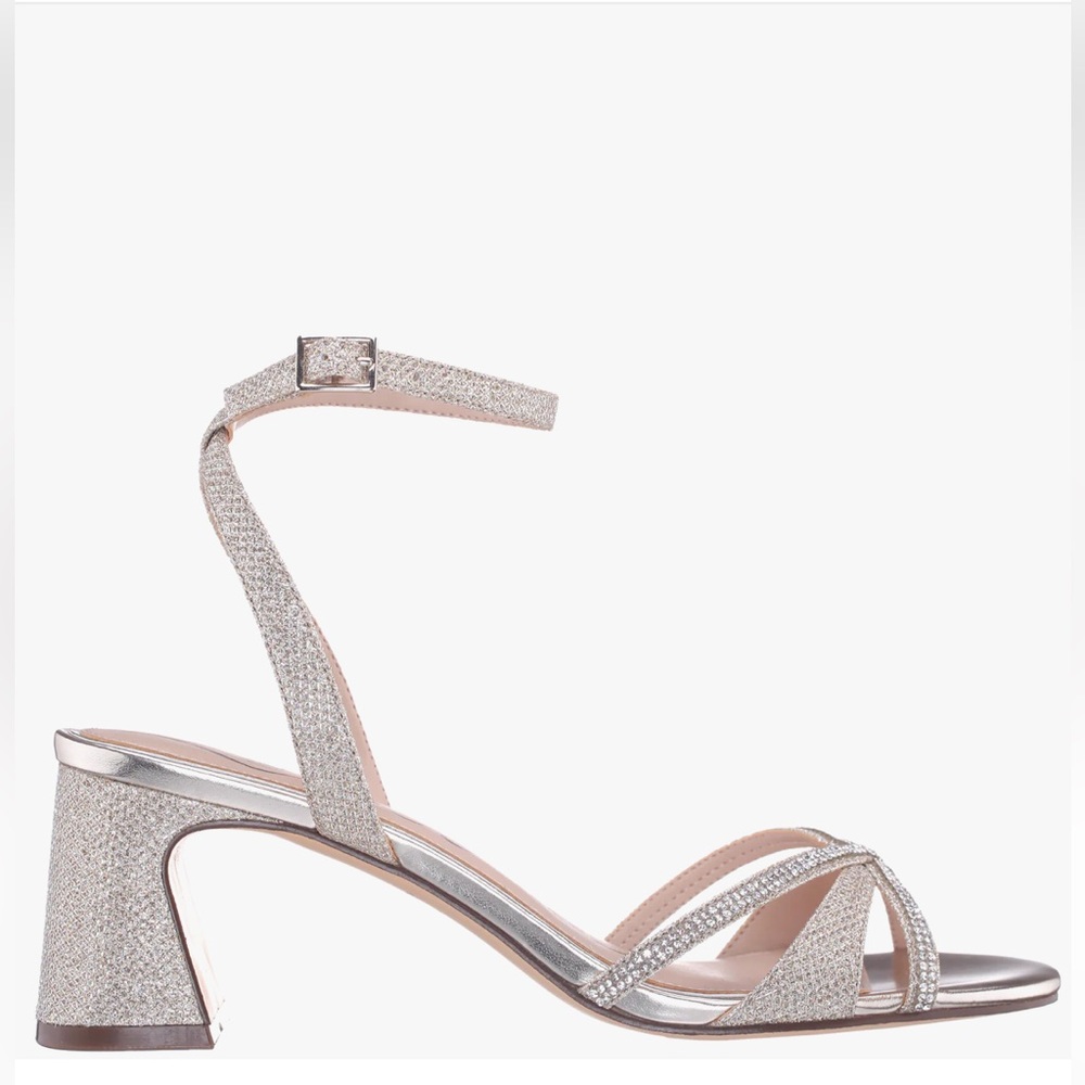 Nina Silver Glitter Block Heel Sandals